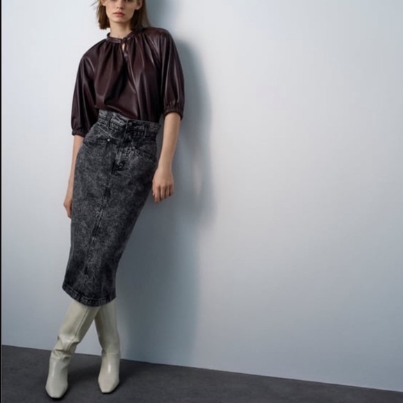 Zara The 80's Collection Denim Pencil Skirt Size M